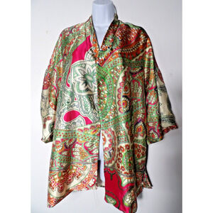 Halfheart Small Kimono Cardigan Duster Coat Silky Boho Colorful Oversized